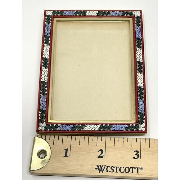 Vintage Micro Mosaic Brass Frame Florentine Italy For 2.5” X 3.75” Picture - Picture 5 of 6